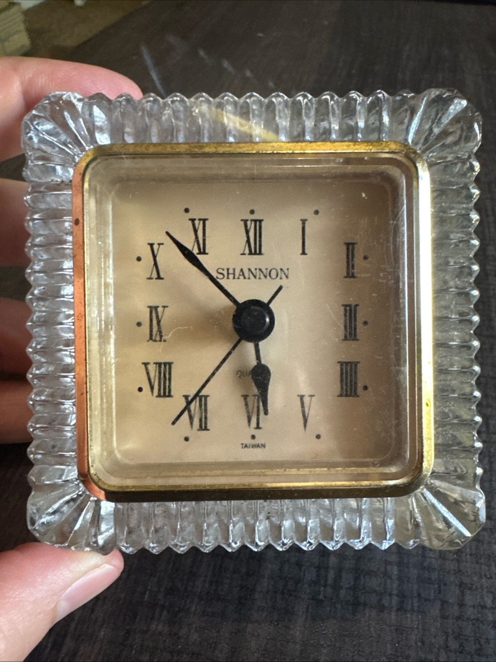 Shannon Fine Crystal Quartz 3.5" Square Tabletop Clock pre-owned Tested